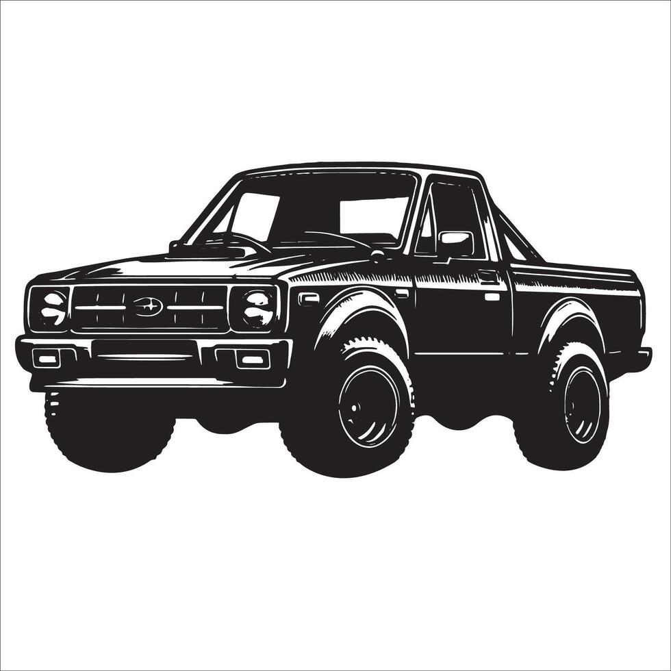 Black and white Pickup Truck illustration vector