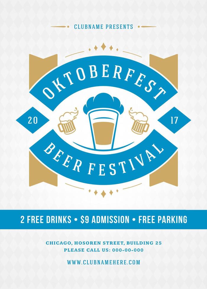 Oktoberfest beer festival celebration retro typography poster vector