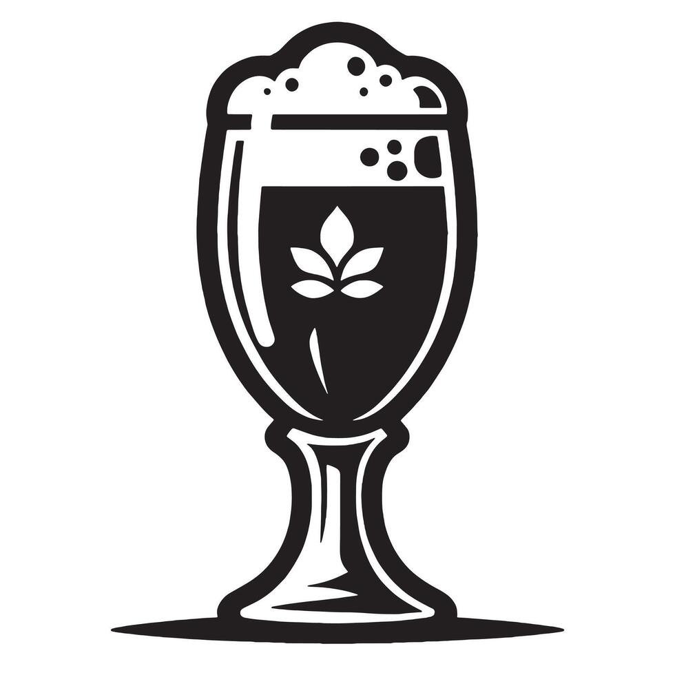 Beer Weizen Glass in black and white Clipart vector