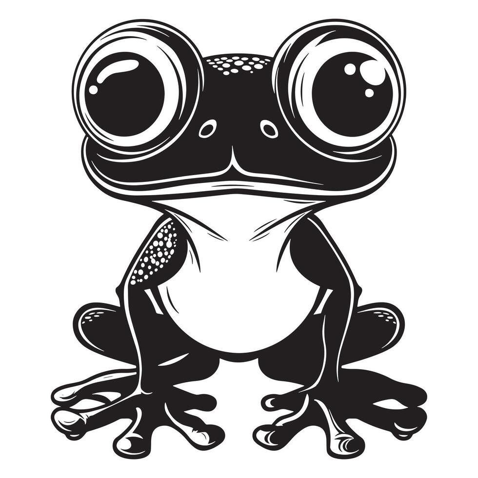 a black and white frog illustration vector