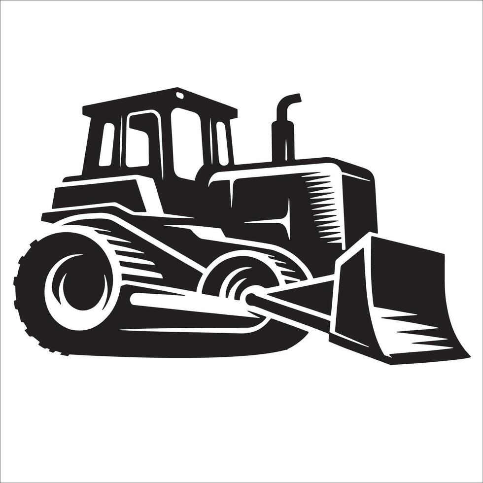 Backhoe illustration in black and white vector