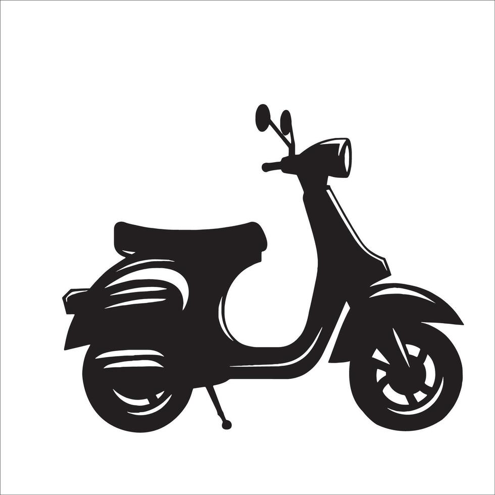 Scooter bike illustration in black and white vector