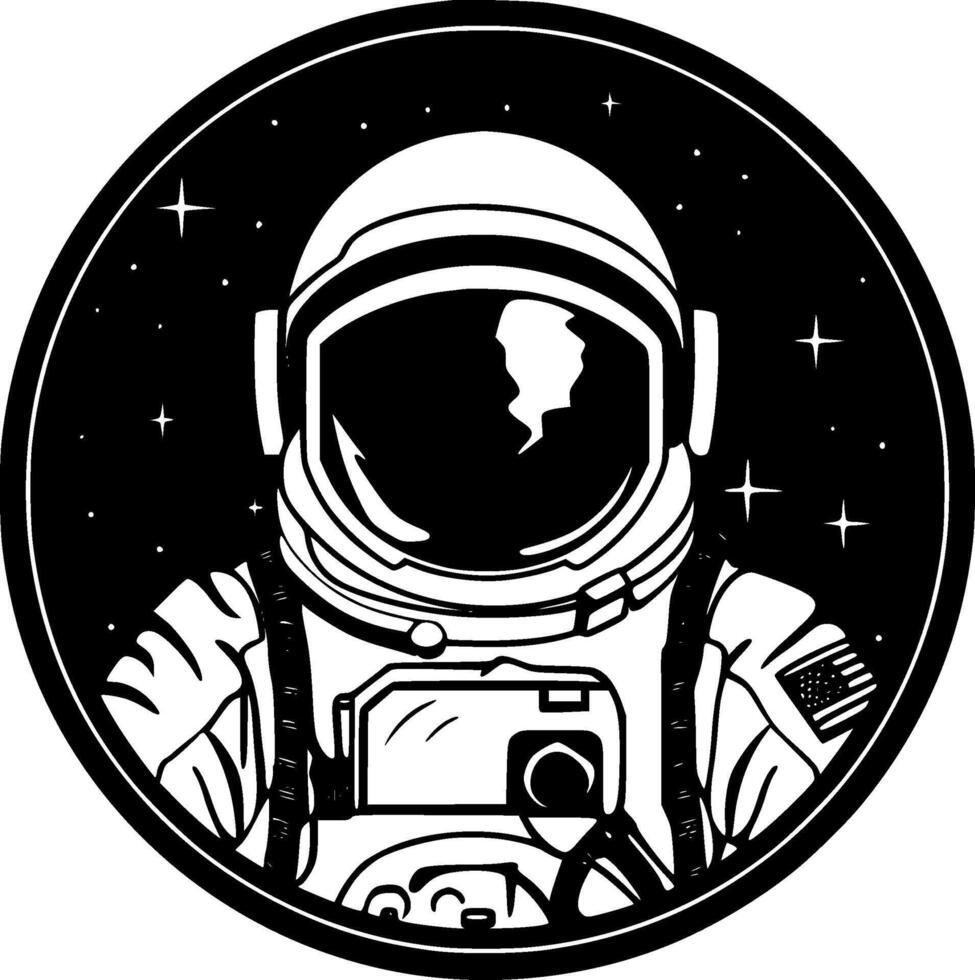 Astronaut, Black and White illustration vector