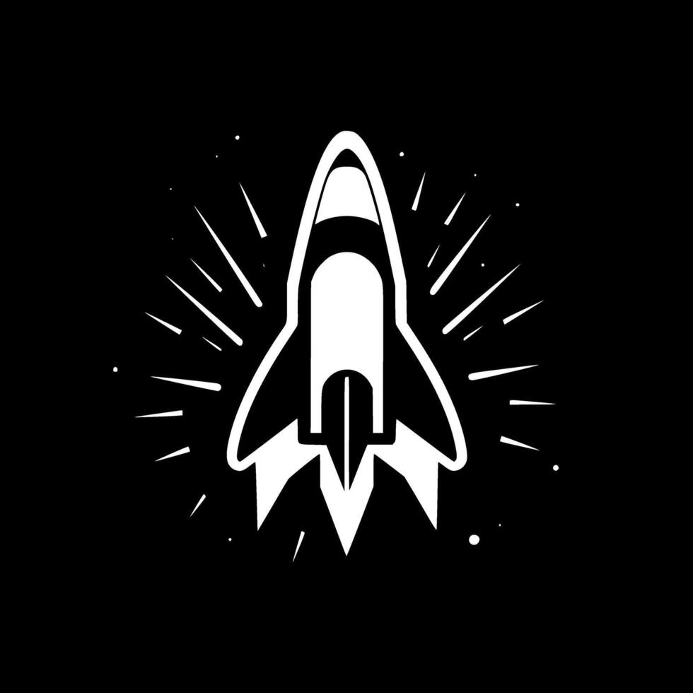 Rocket, Black and White illustration vector