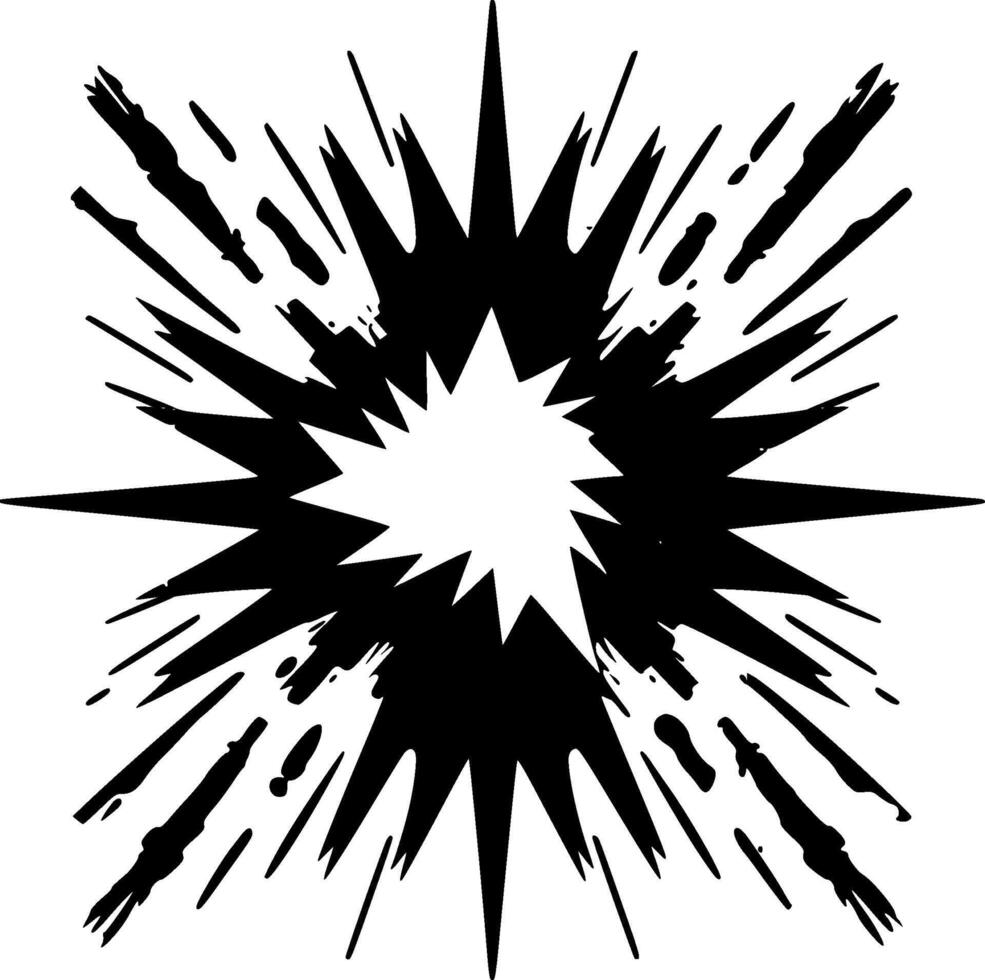 explosión - negro y blanco aislado icono - ilustración vector