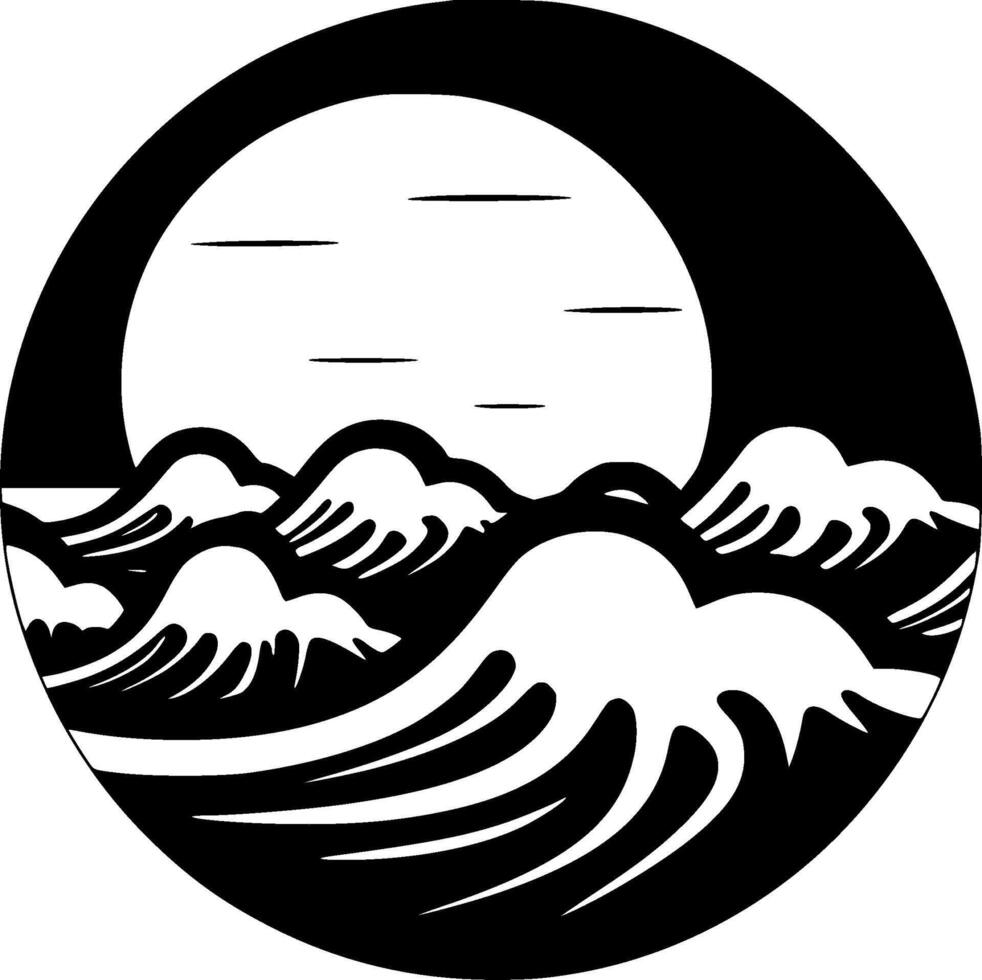 Ocean, Black and White illustration vector