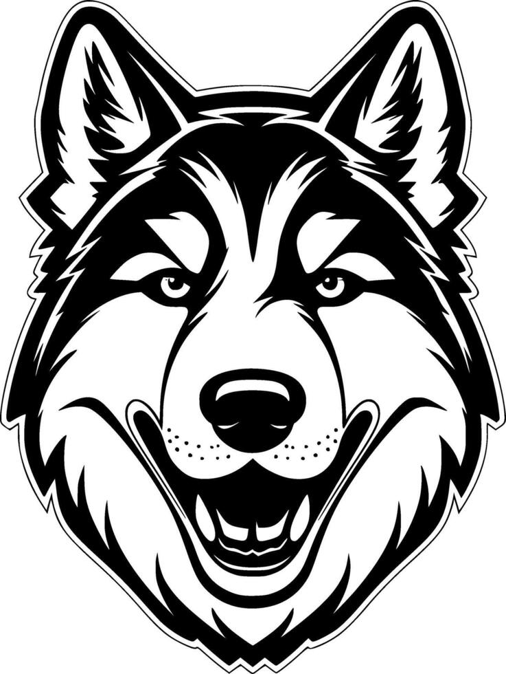 Siberian Husky - Black and White Isolated Icon - illustration vector