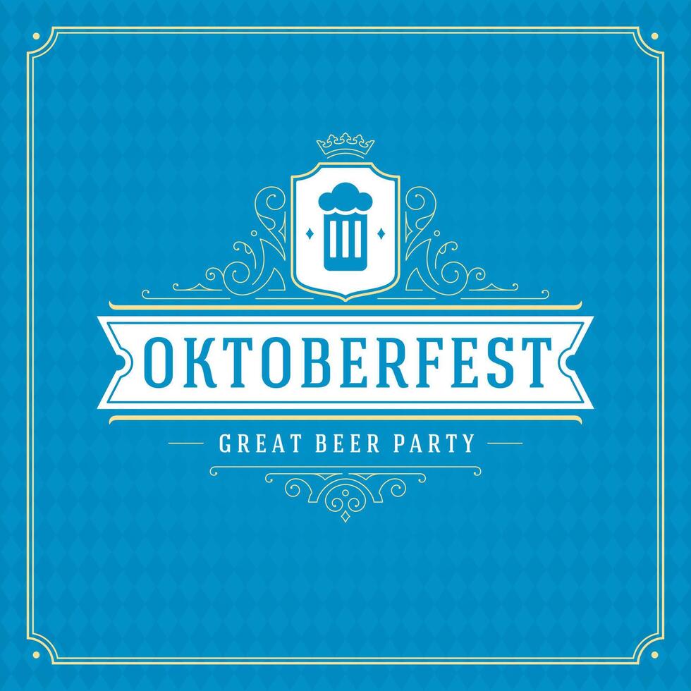 Oktoberfest beer festival celebration vintage greeting card or poster vector