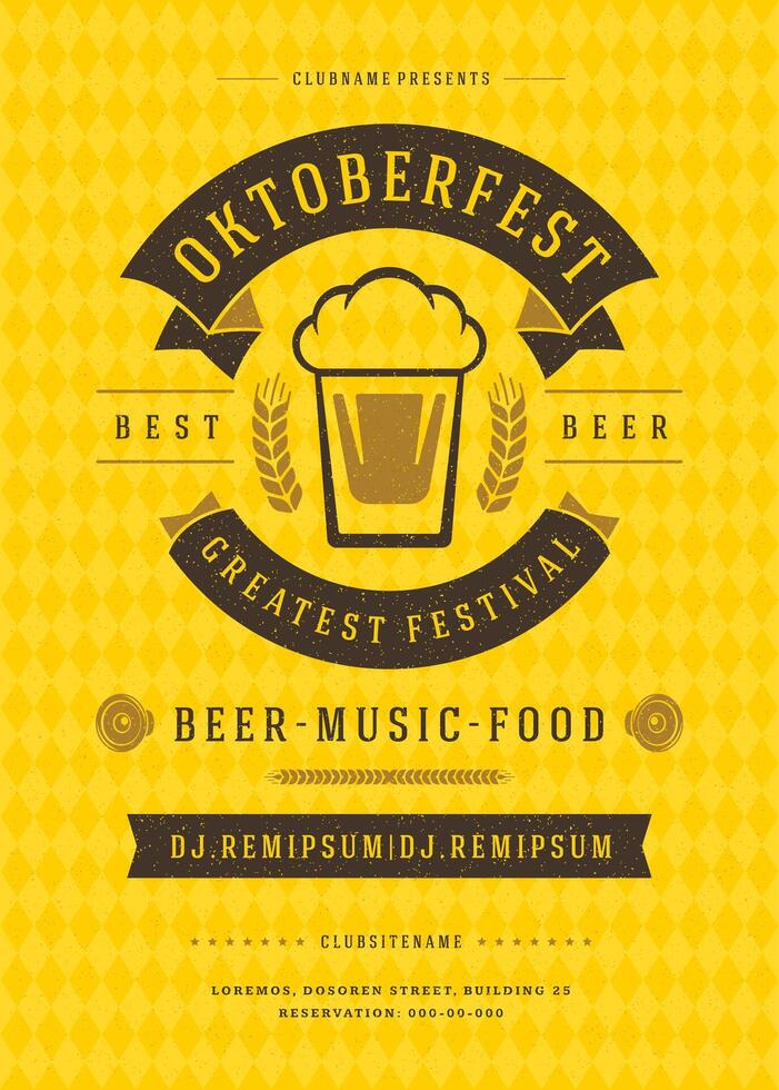 Oktoberfest Festival Poster Highlighting Beer, Music, and Food vector
