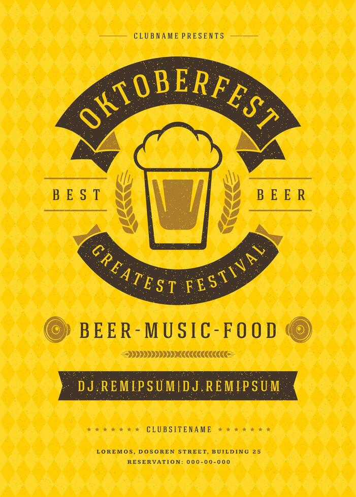 Oktoberfest festival póster destacando cerveza, música, y comida vector