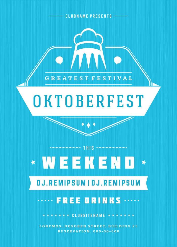 Oktoberfest beer festival celebration retro typography poster or flyer vector