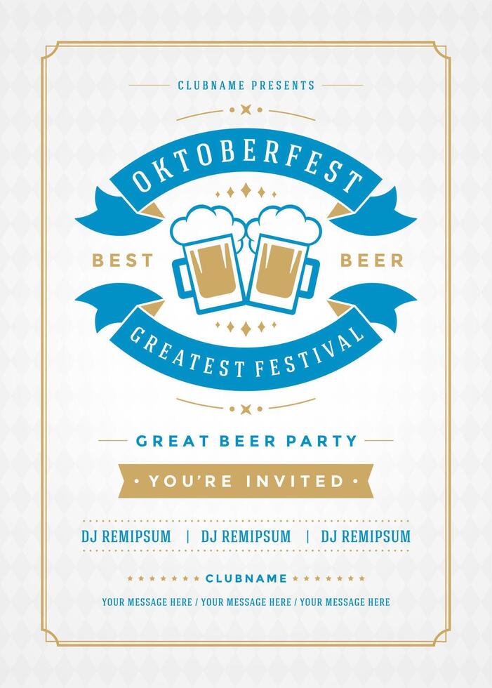 Oktoberfest Festival Poster Highlighting Beer, Music, and Food vector