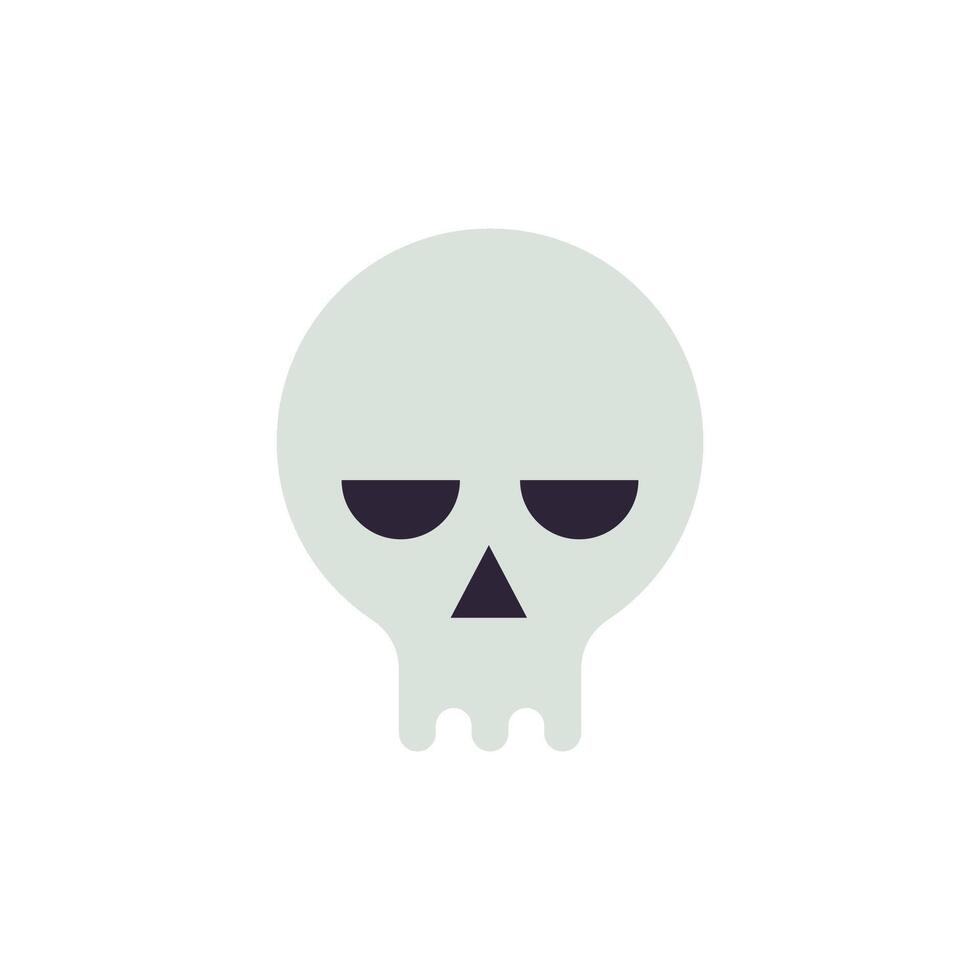 Halloween skull spooky comic cartoon character minimalist kids icon flat illustration vector