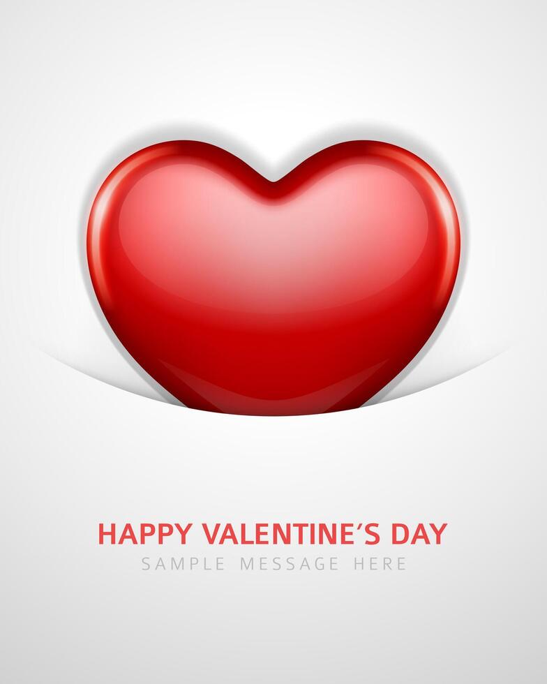 Valentines Day Card With Heart on Red Background vector