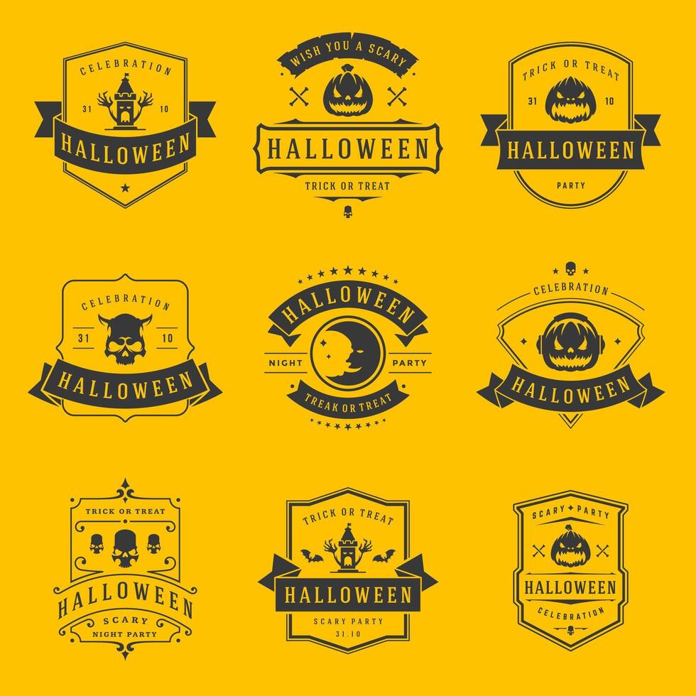 Happy Halloween labels an badges design set. vector