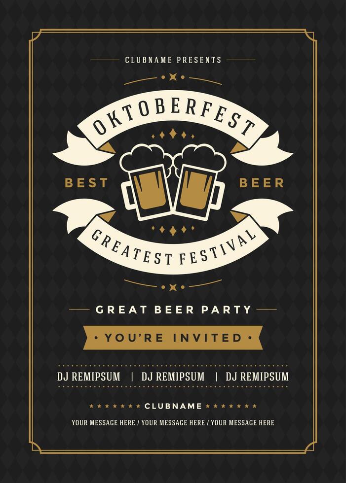 Oktoberfest Festival Poster Highlighting Beer, Music, and Food vector