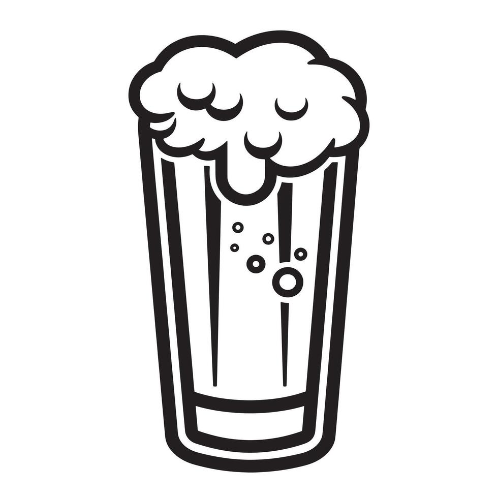 Beer Pint Glass line art on a white background vector