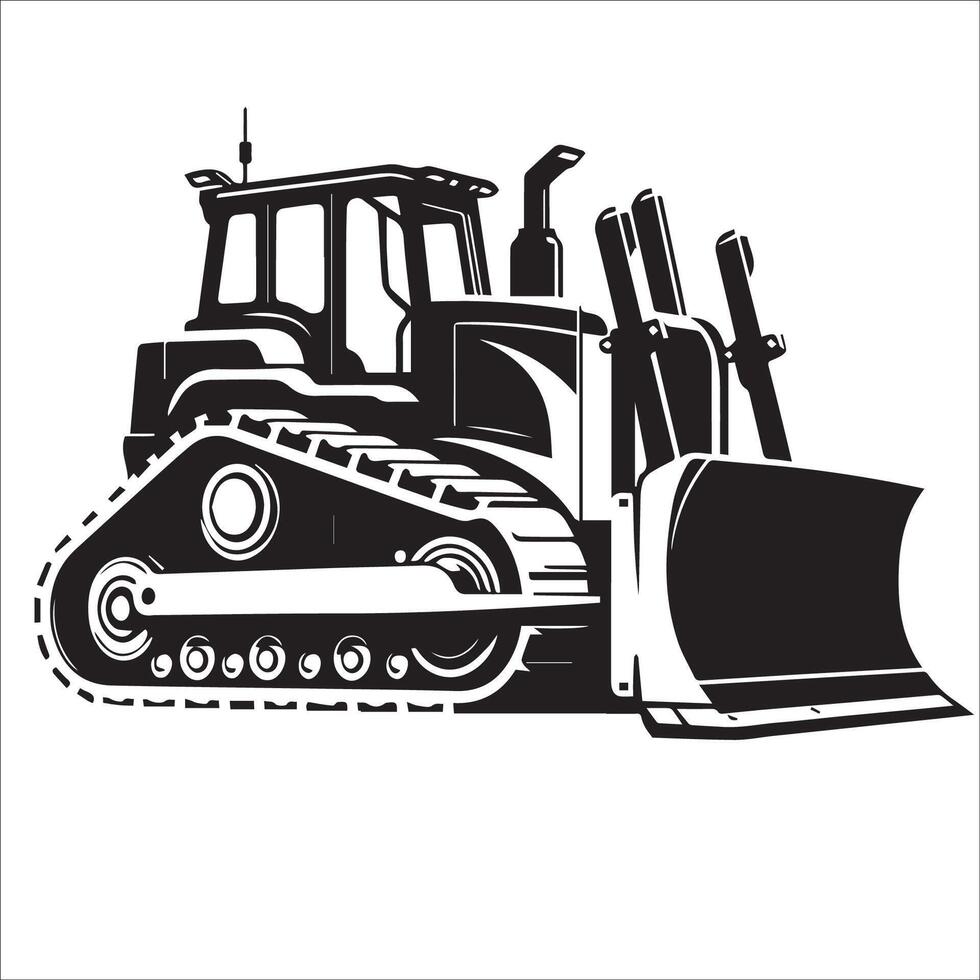 Bulldozer silhouette illustration on a white background vector