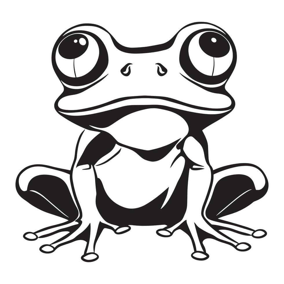 a drawing of a frog with a black and white background vector