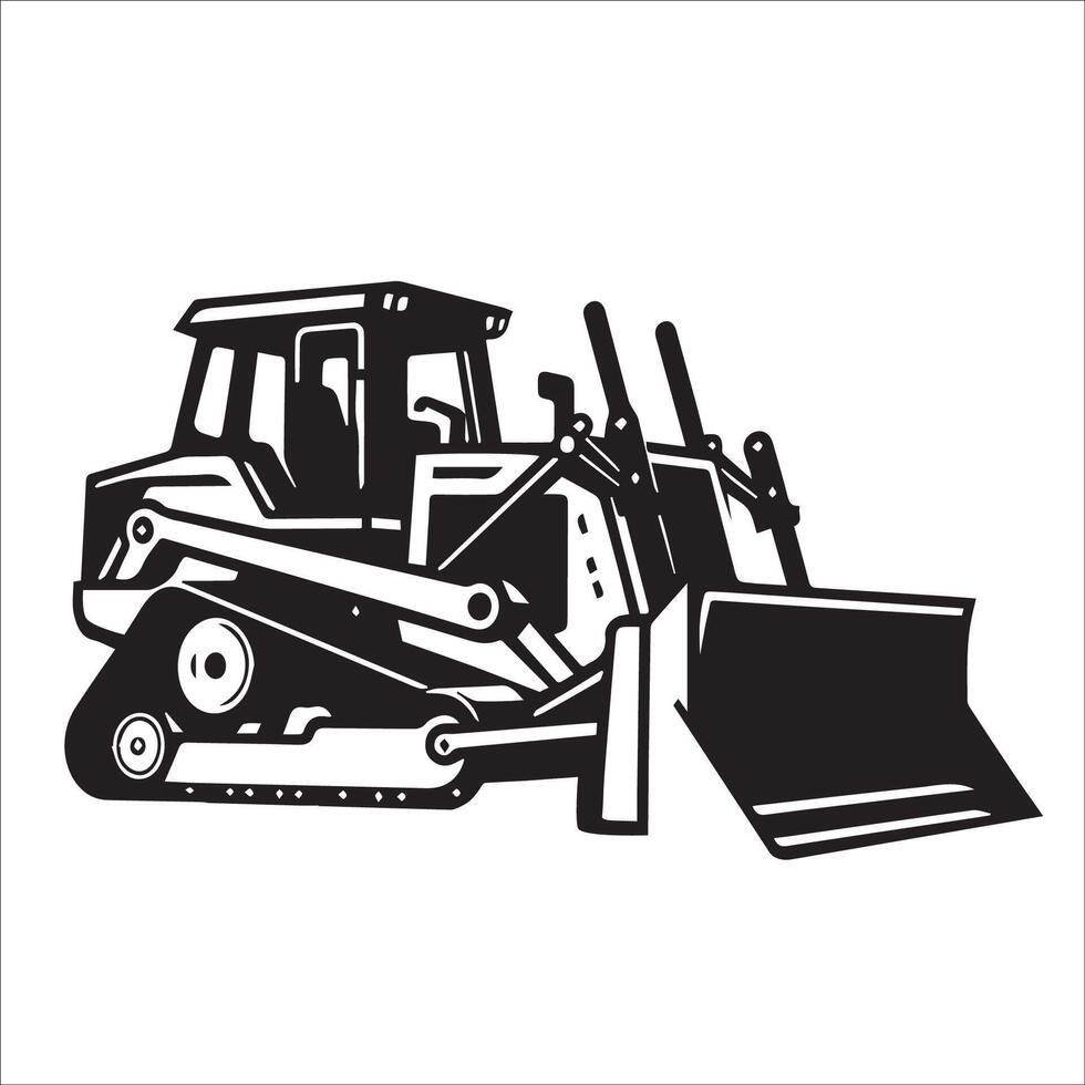 Bulldozer silhouette illustration on a white background vector