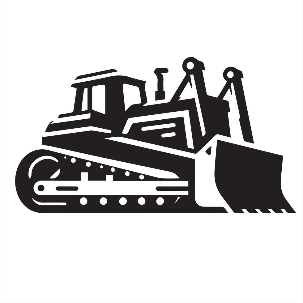 Backhoe illustration in black and white vector