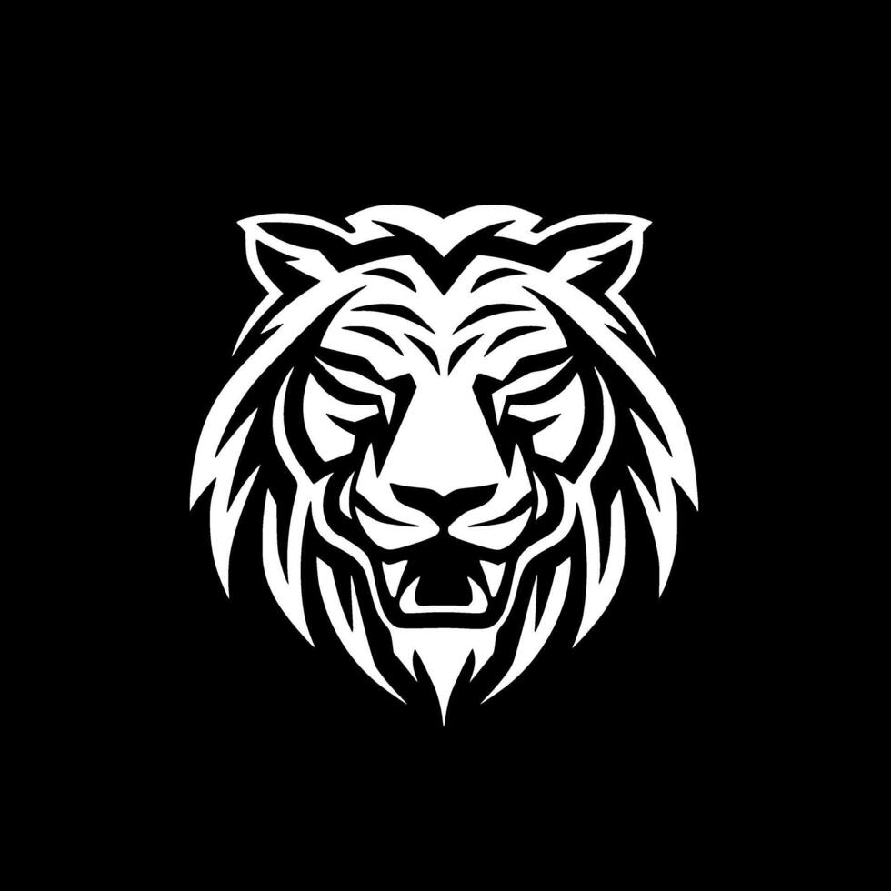 Tigre - negro y blanco aislado icono - ilustración vector