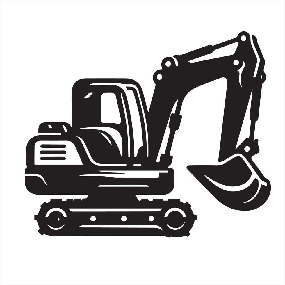 Bulldozer silhouette illustration on a white background vector