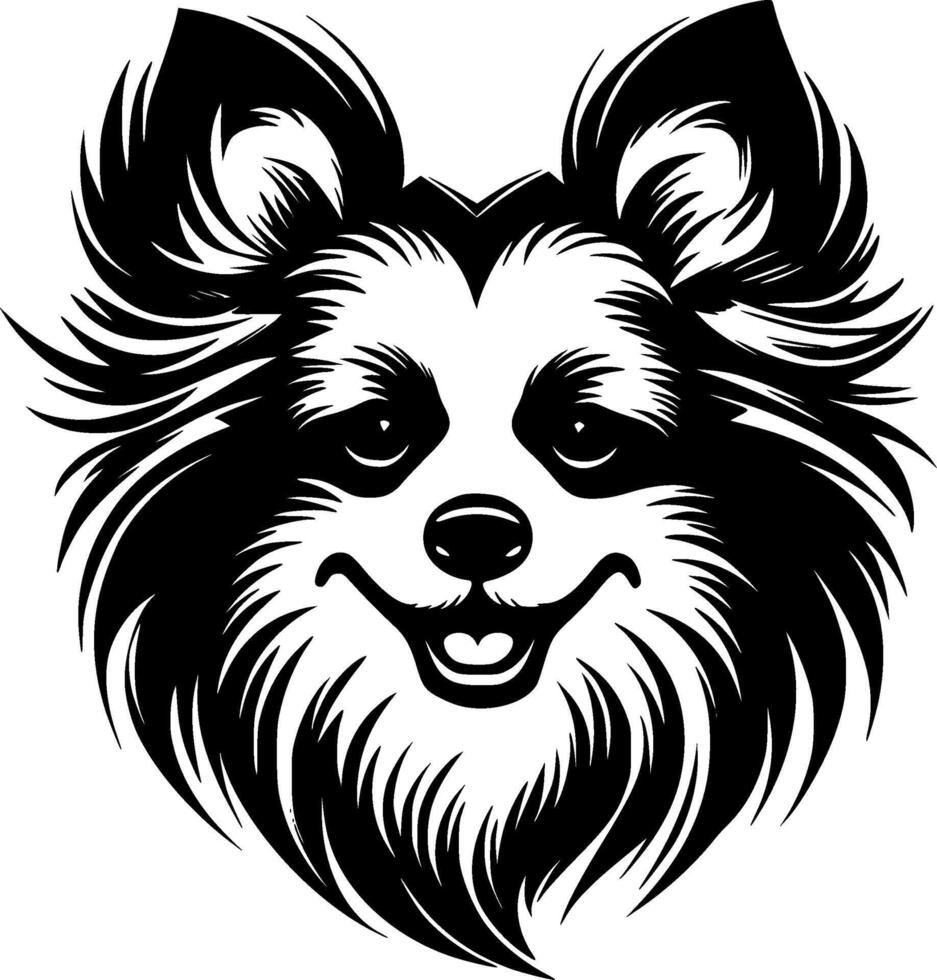 Pomeranian, Black and White illustration vector