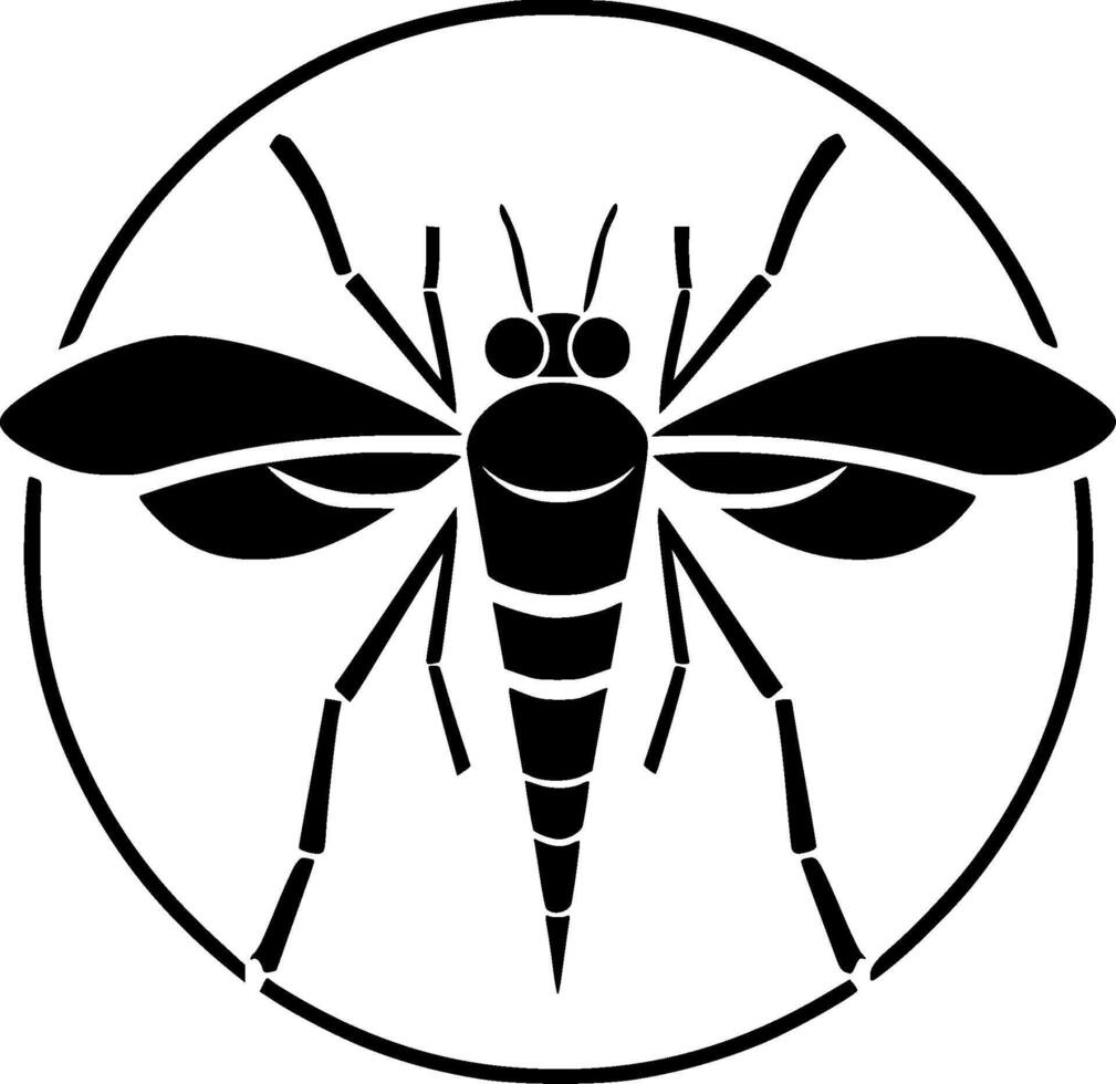 Mosquito, Black and White illustration vector