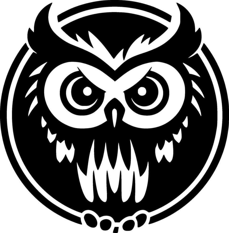 Owl Baby - Black and White Isolated Icon - illustration vector