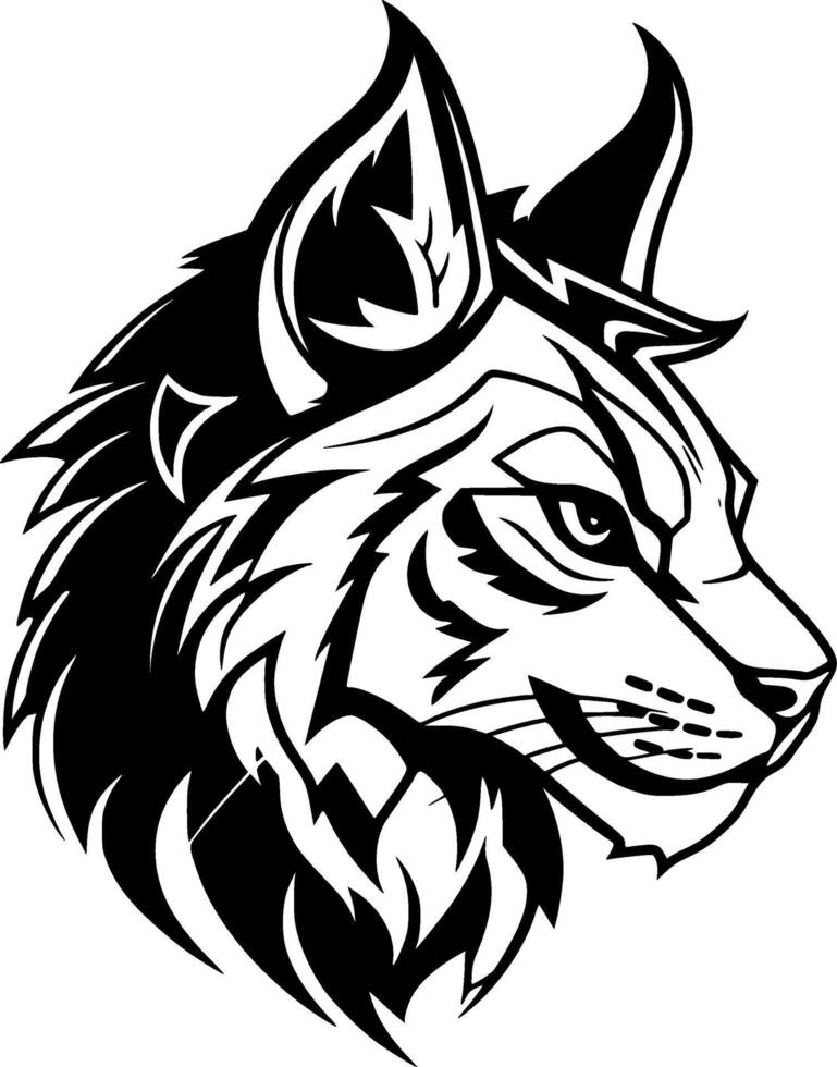 Lynx, Black and White illustration vector