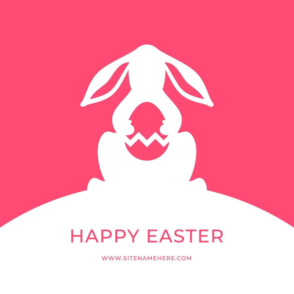 Happy Easter rabbit ornate chicken egg social media post design template flat vector