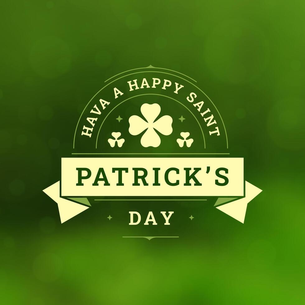 St Patrick's Day Irish holiday greeting social media post template vintage illustration vector