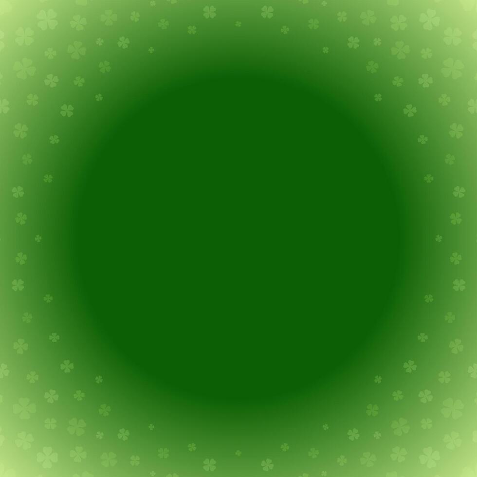 Saint Patrick's Day clover green gradient round frame Irish lucky background template vector