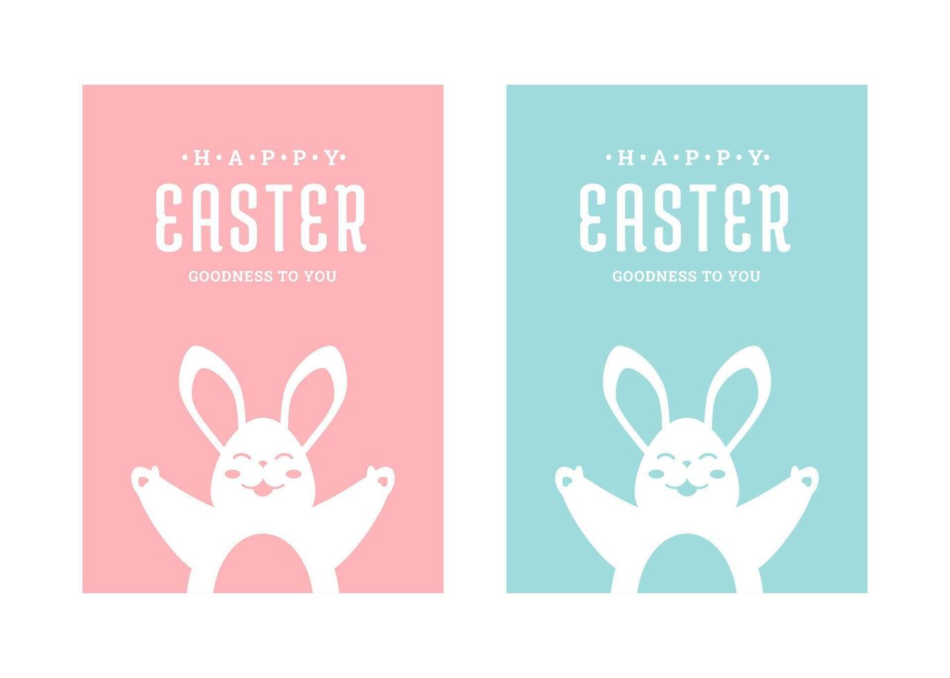 Happy Easter hug bunny festive holiday celebration greeting card design template set flat vector