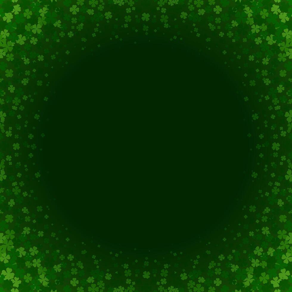 St Patrick's Day flying clover circle frame background dark green template design vector