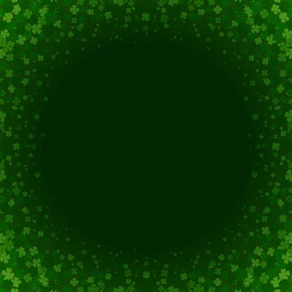 St Patrick's Day flying clover circle frame background dark green template design vector