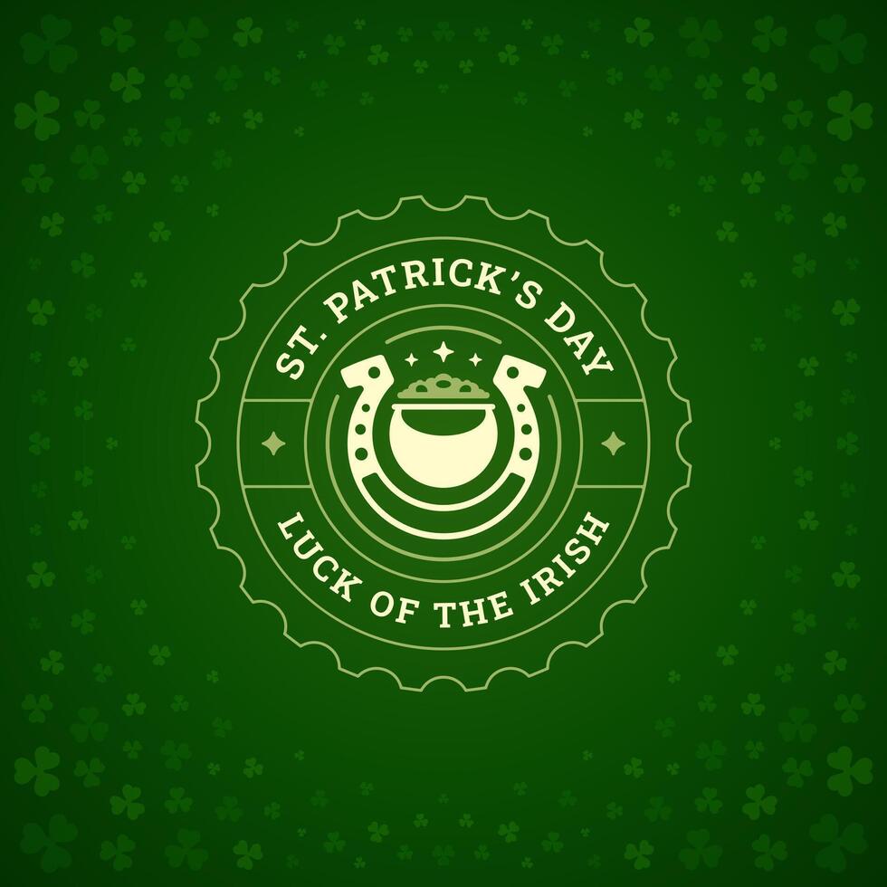 Saint Patrick's Day Irish horseshoe pot with golden coin social media post template vintage vector