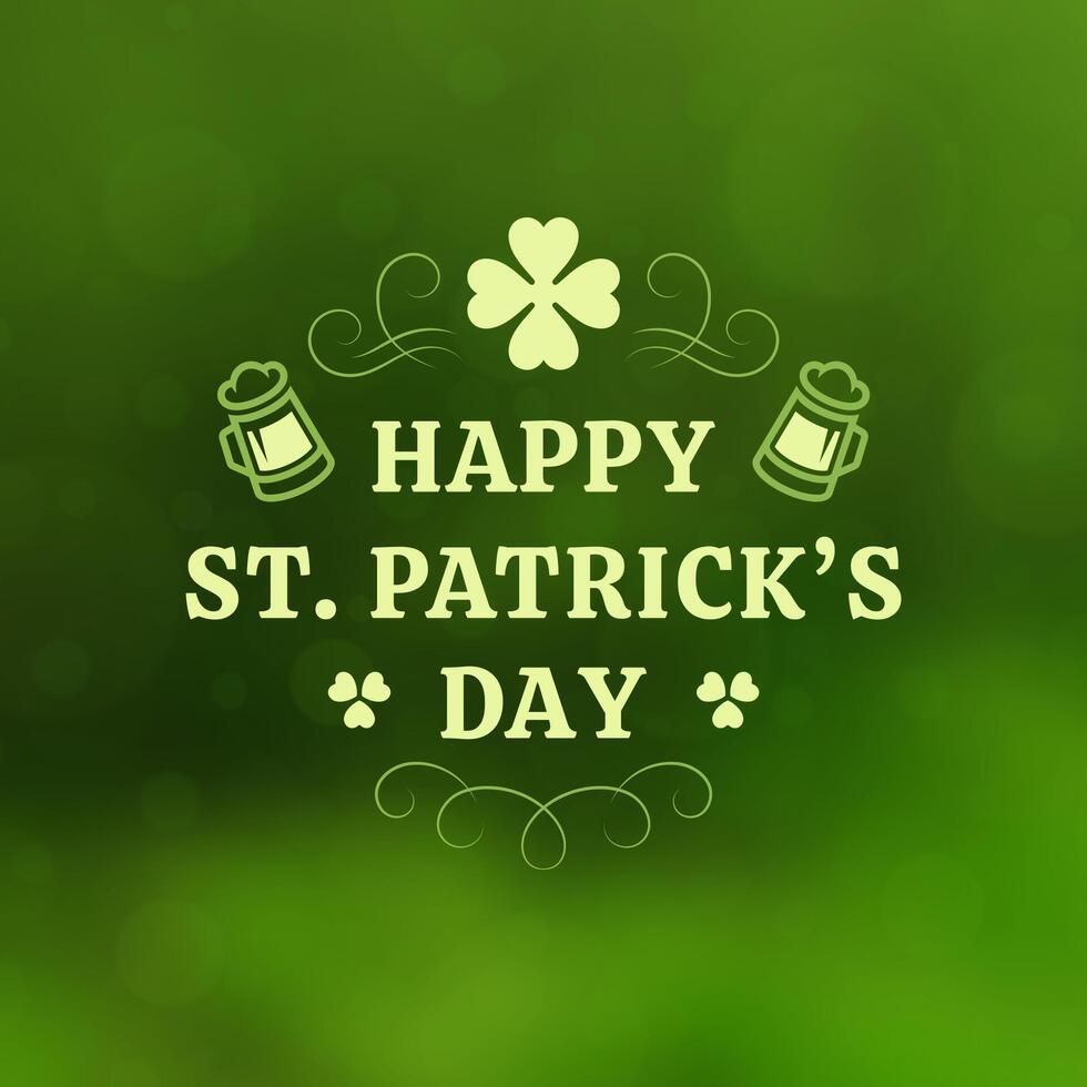 Saint Patrick's Day Irish beer green clover greeting social media post template vintage vector