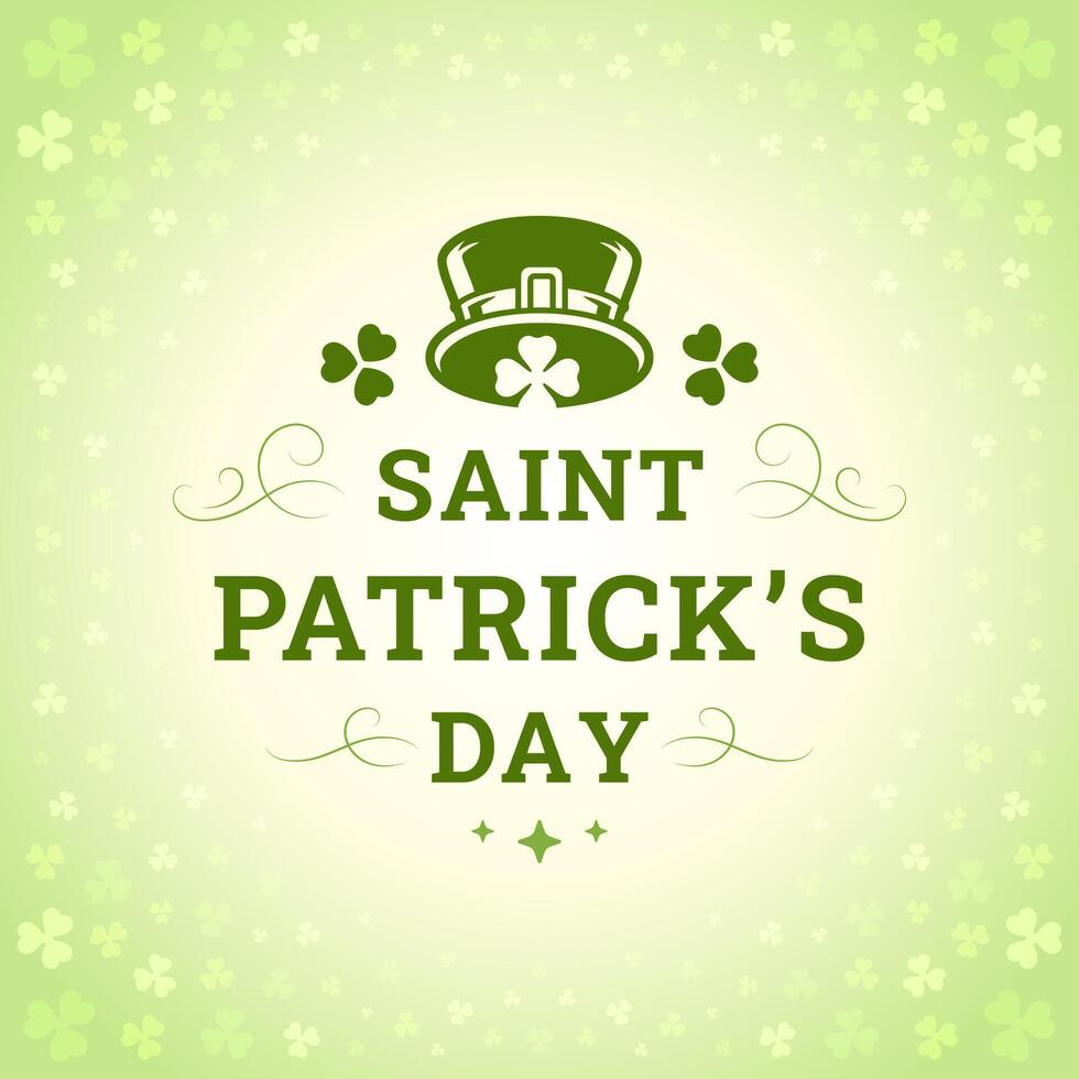 St Patrick's Day leprechaun hat lucky clover social media post template vintage vector