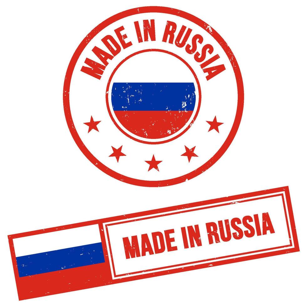 hecho en Rusia sello firmar grunge estilo vector