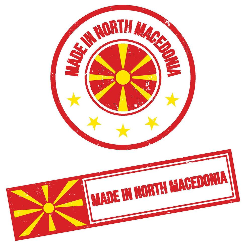 hecho en norte macedonia sello firmar grunge estilo vector