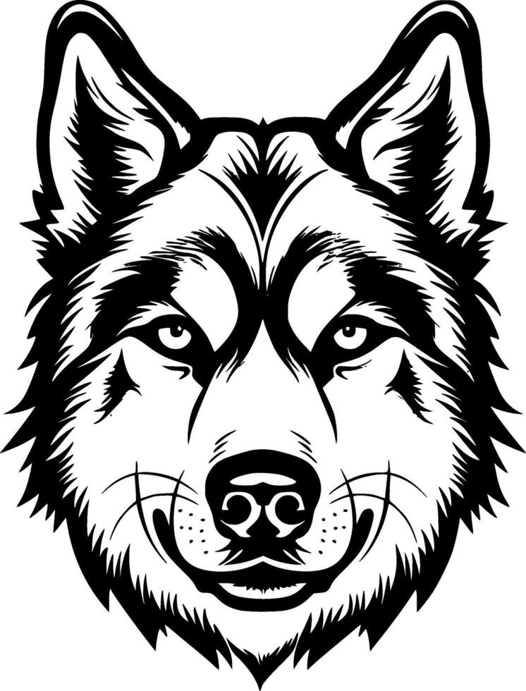 Siberian Husky - Black and White Isolated Icon - illustration vector