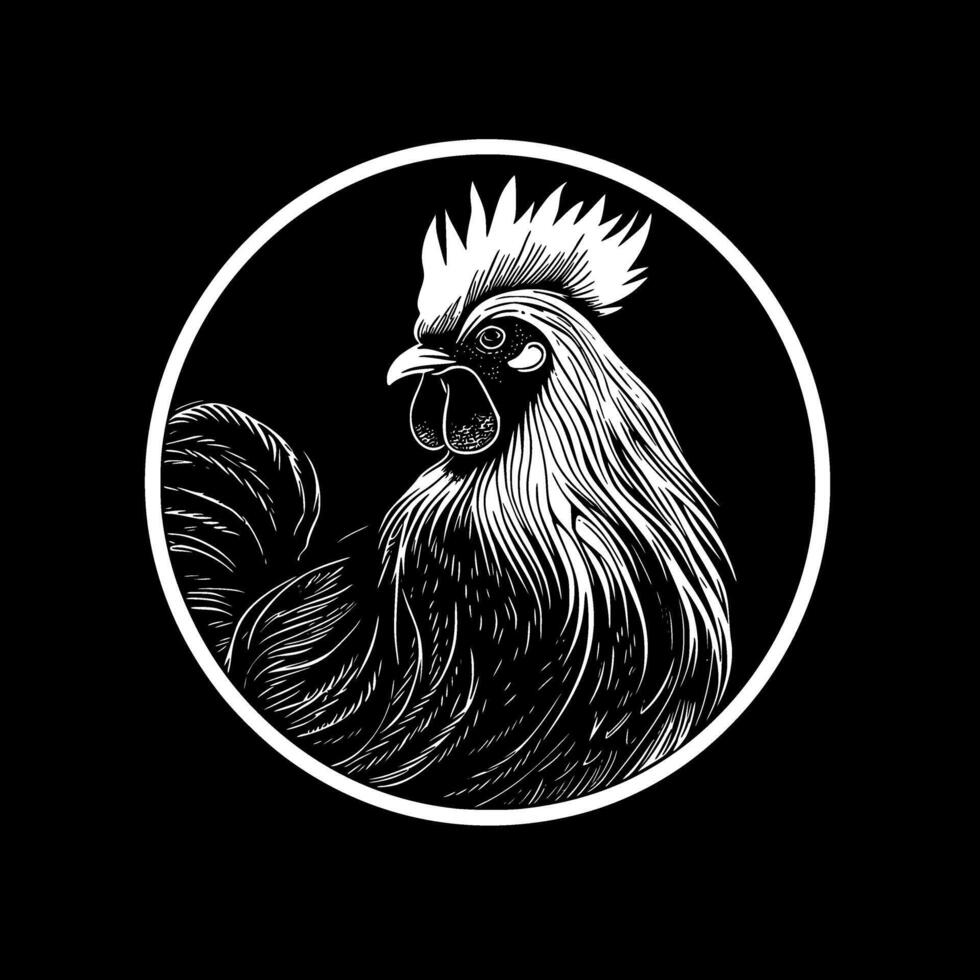 Chicken, Black and White illustration vector