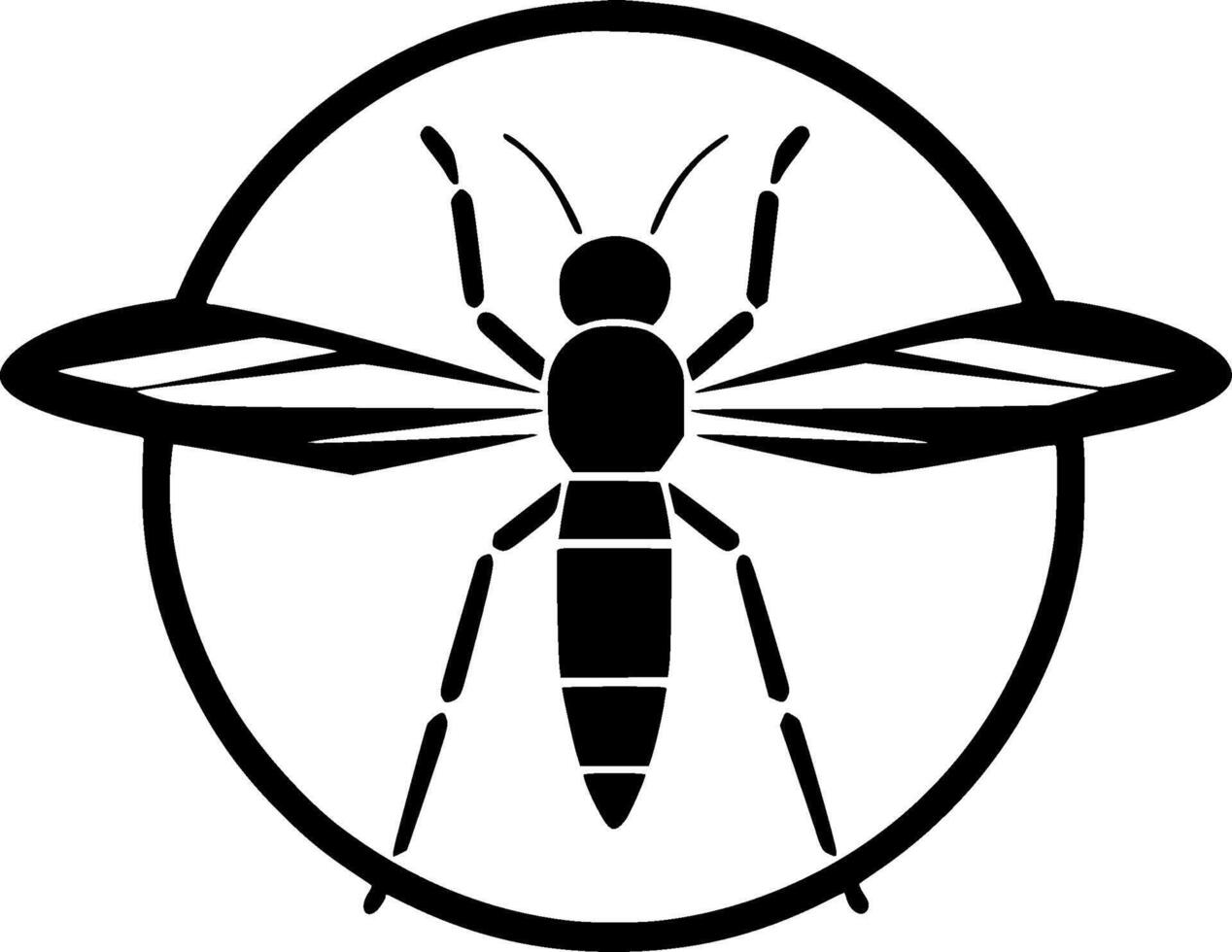 Mosquito, Black and White illustration vector