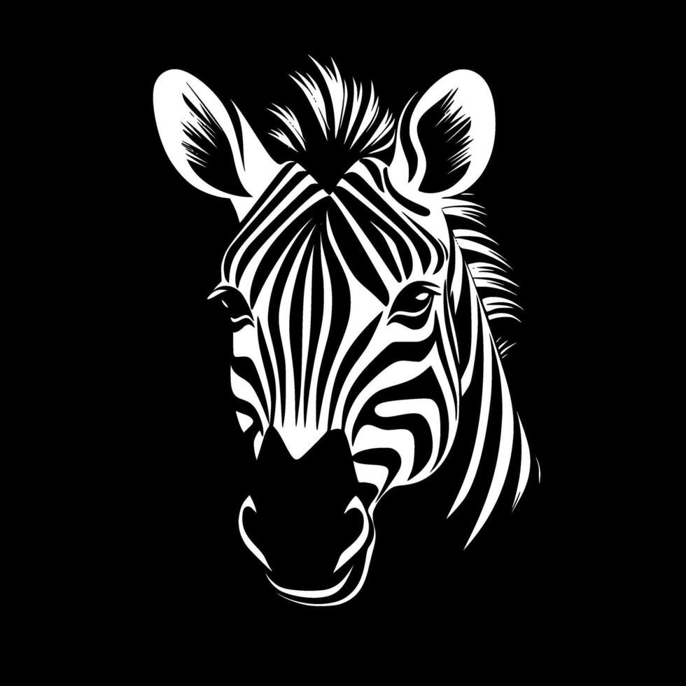 Zebra - Black and White Isolated Icon - illustration vector