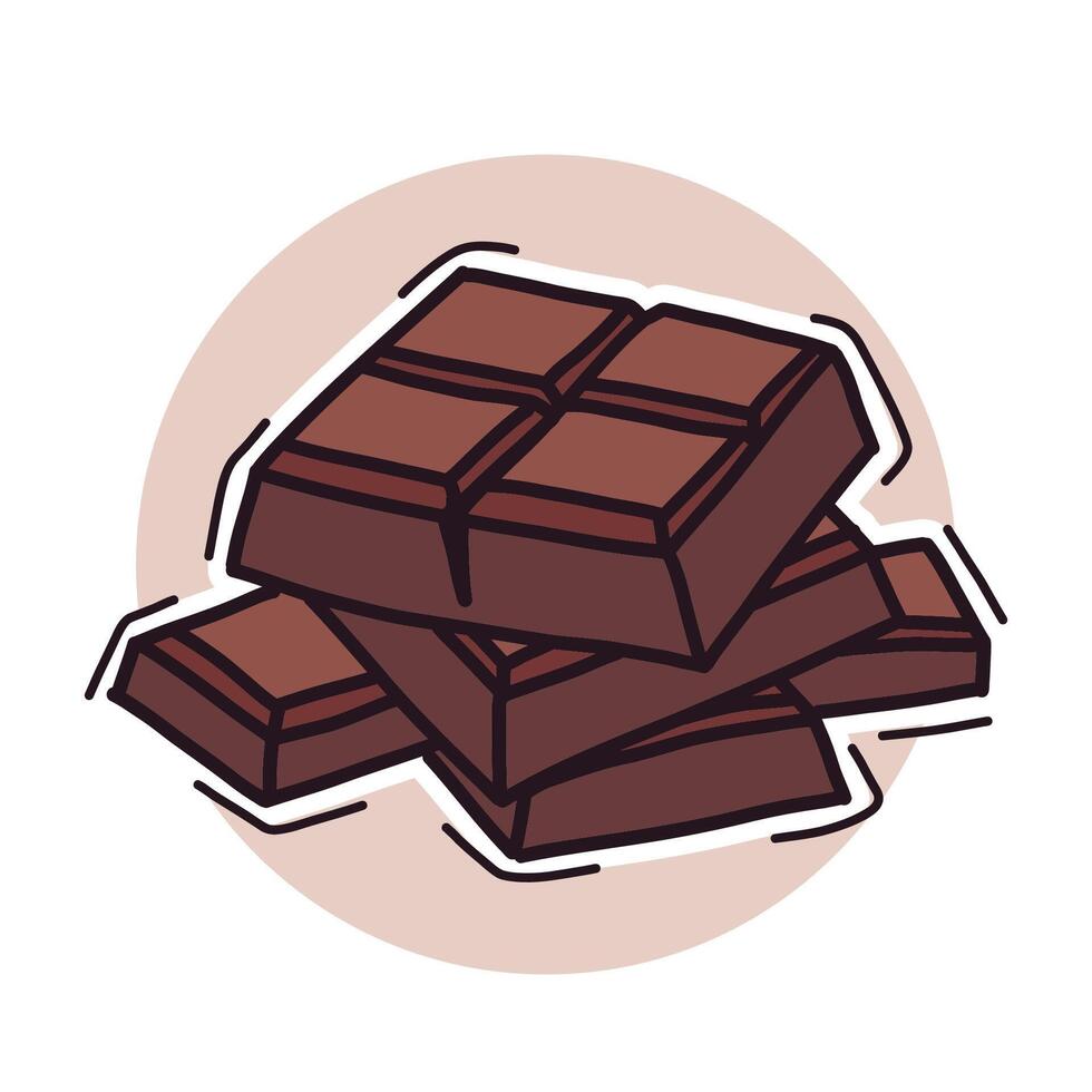 Hand drawn pieces of chocolate vector