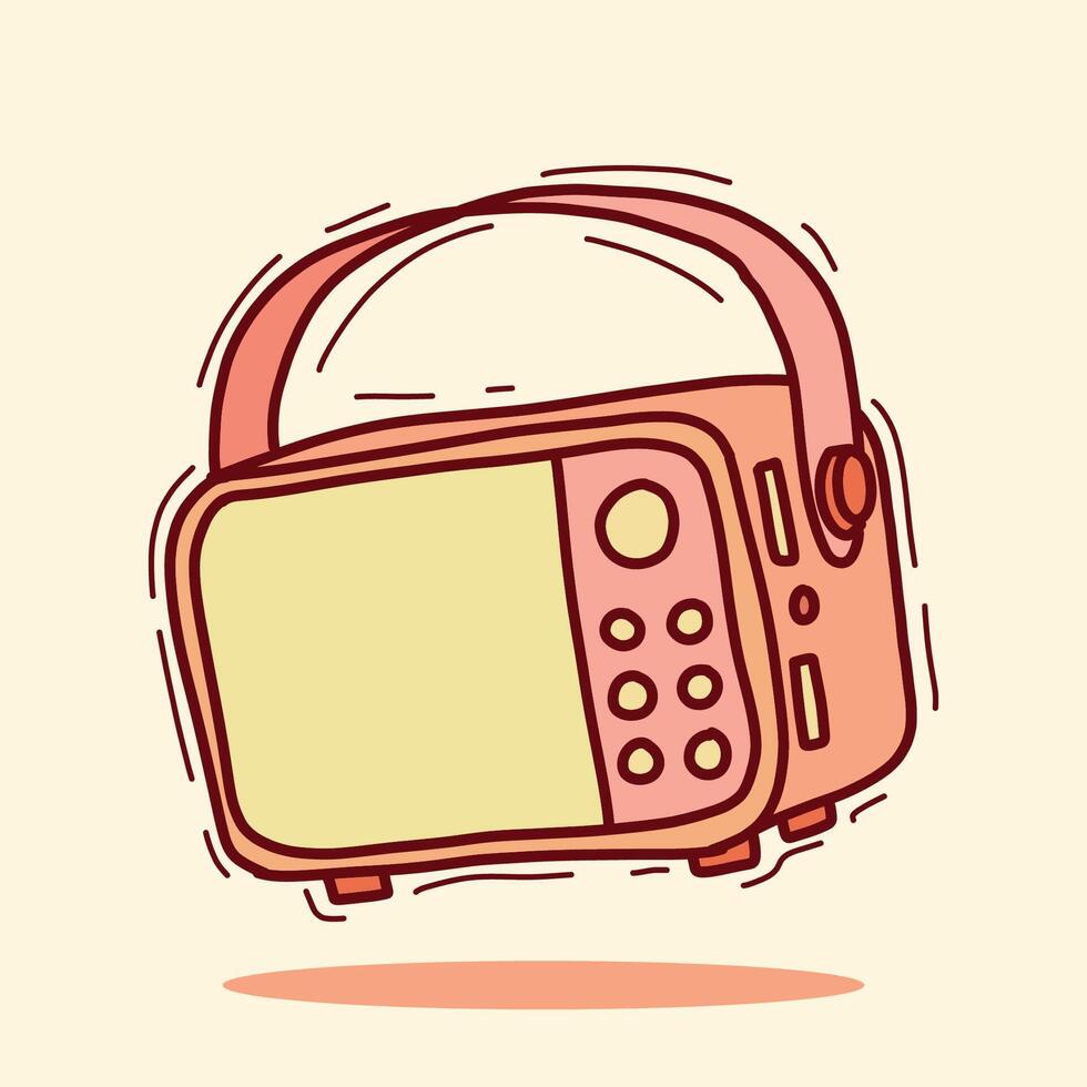 hand drawn podcast radio retro doodle vector