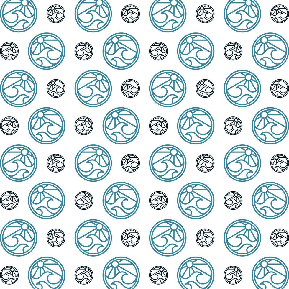 Seascape noticeable trendy multicolor repeating pattern illustration background design vector