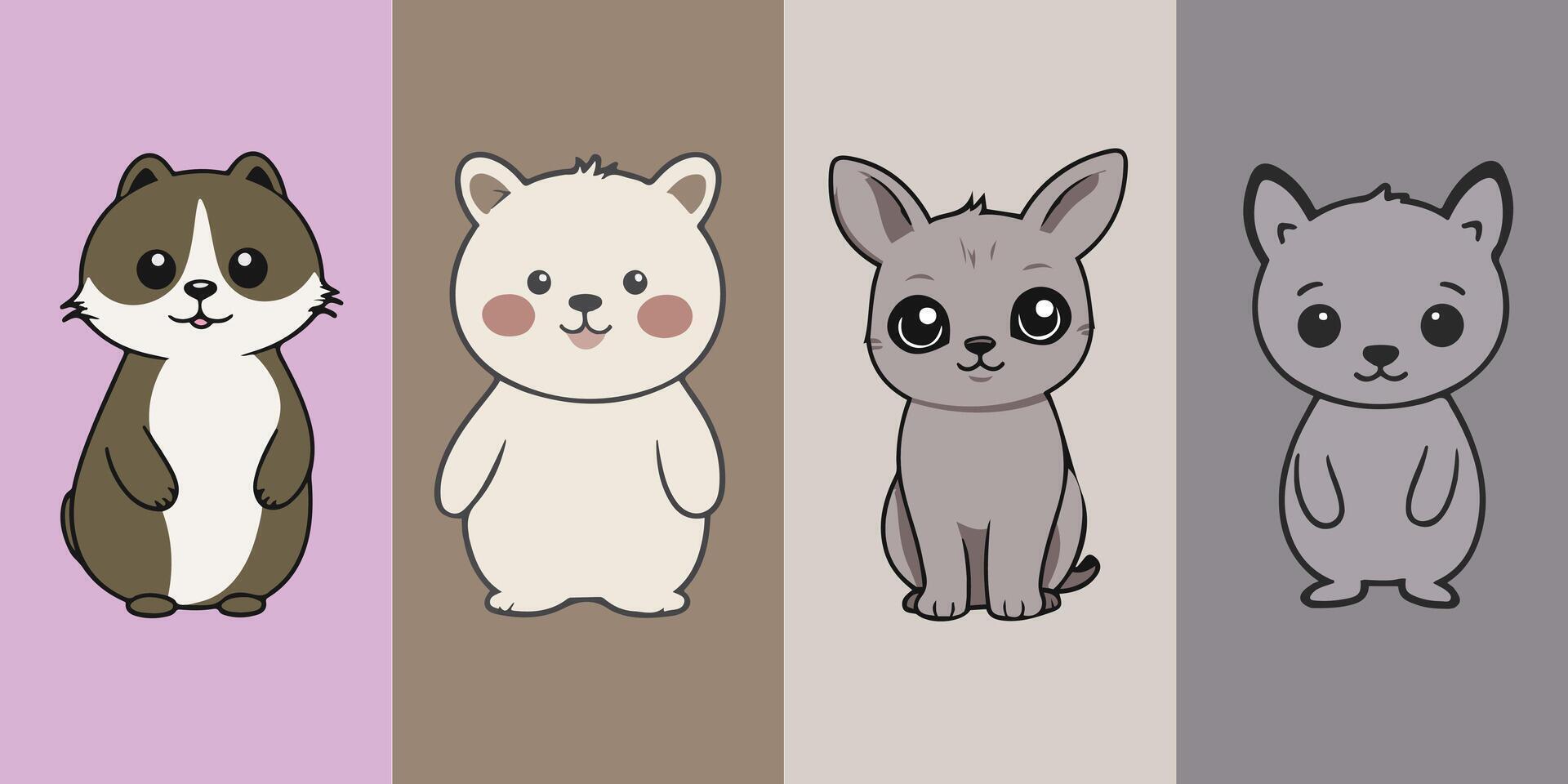 Set of cute animals cartoon vector